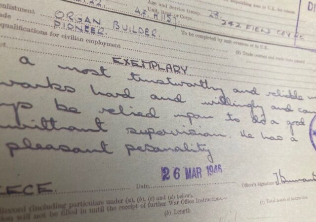 A World War 2 record of service.