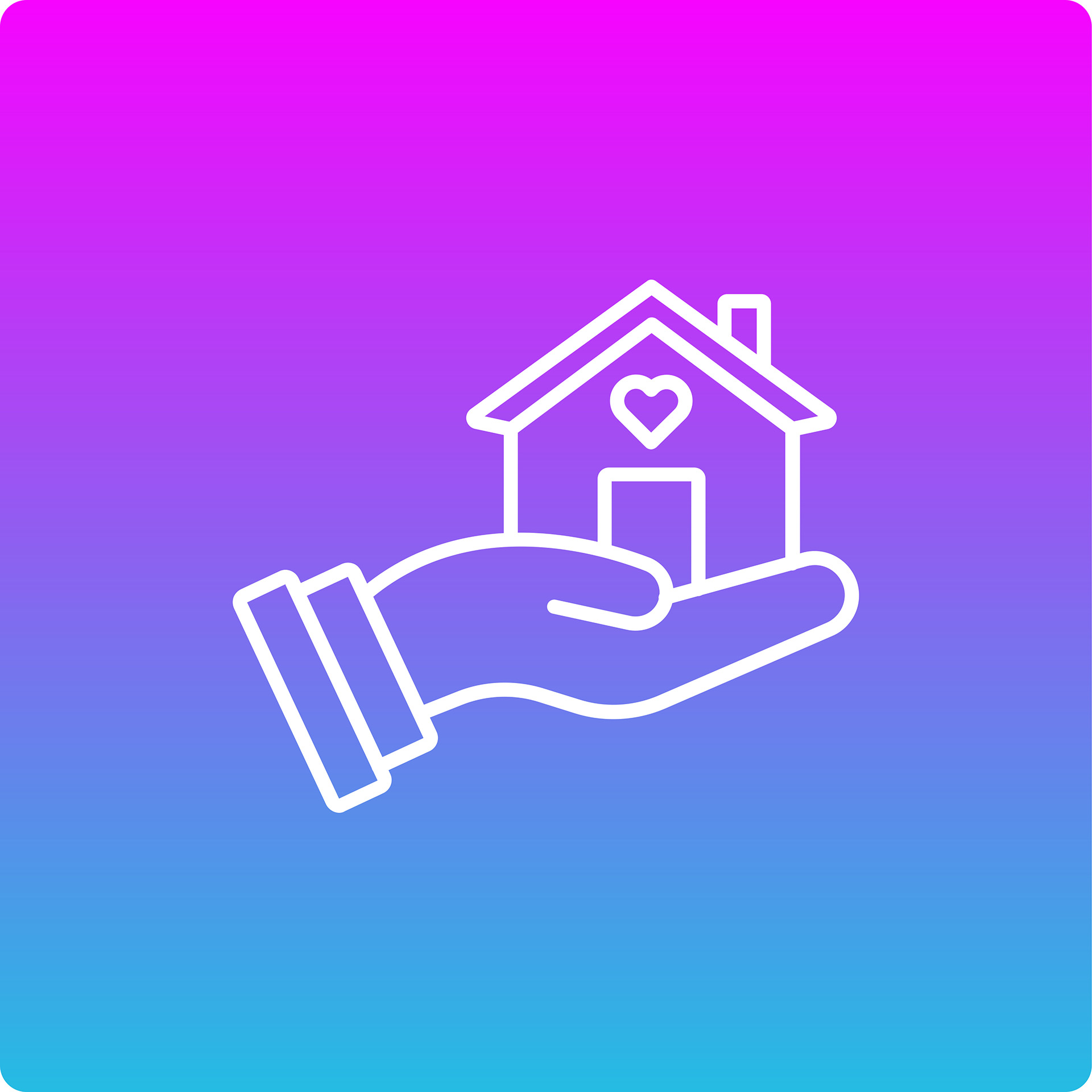 An illustration of a home within a hand, symbolising housing support for veterans.