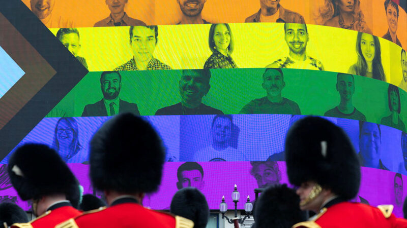 A billboard for the Pride in London annual parade for LGBT+ personnel.