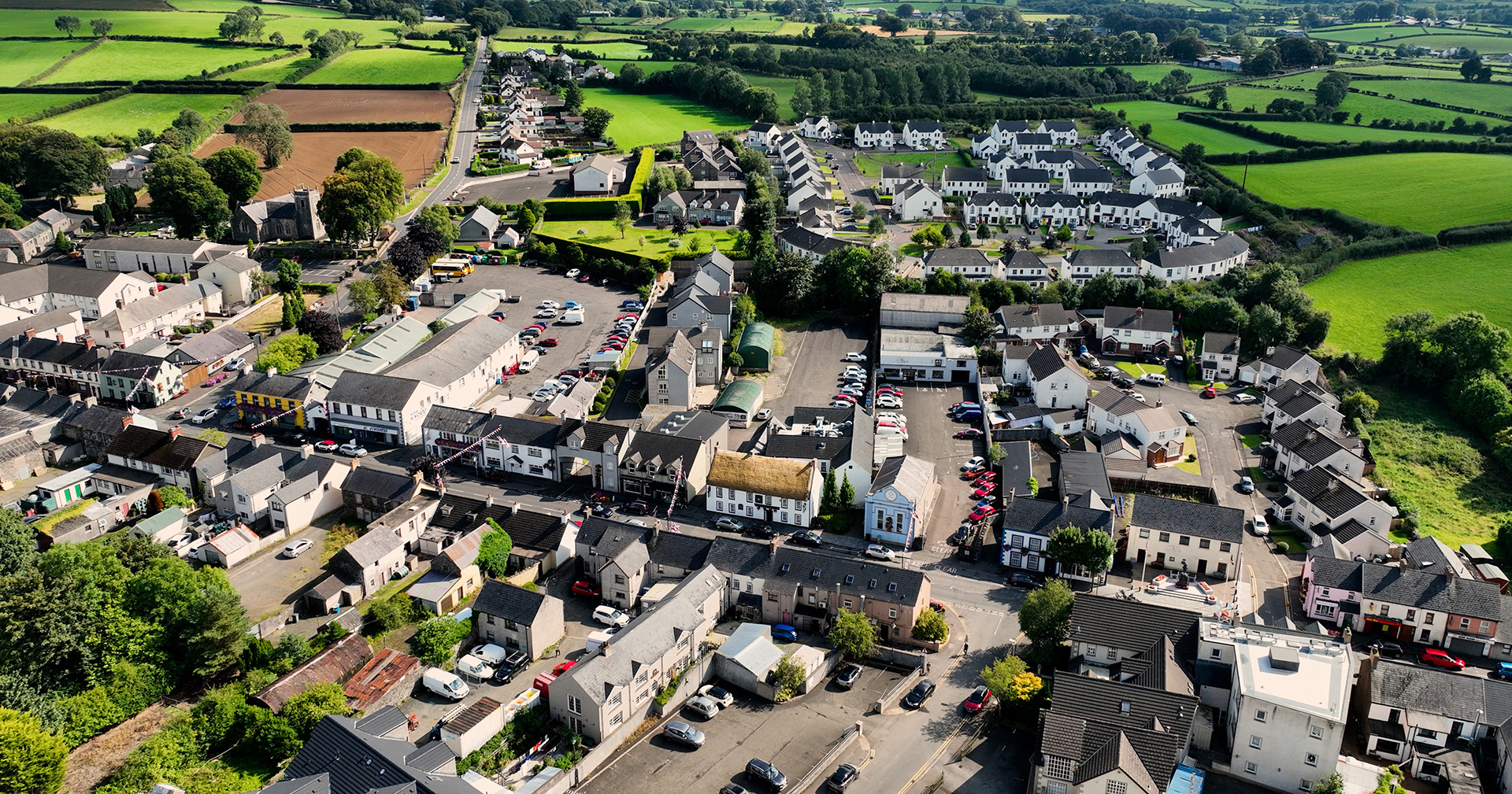 Aerial view of houses in Northern Ireland, signifying protections for tenants when renting a home in Northern Ireland.