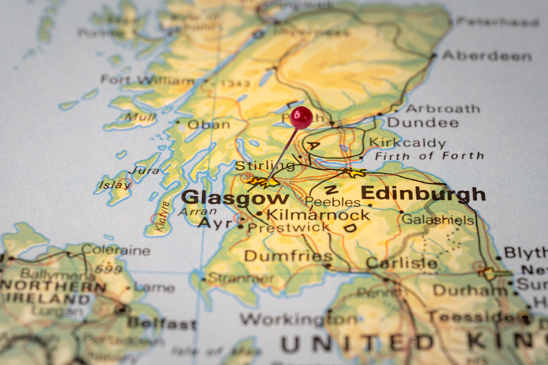Map of Scotland with a pin in it, demonstrating other organisations that can provide finance advice and support to veterans in Scotland.